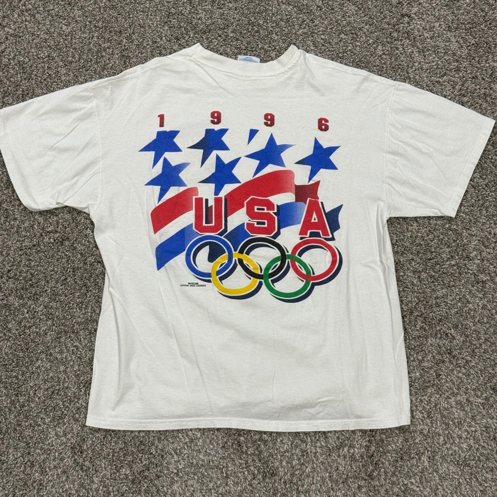 Vintage 1996 Atlanta Olympics Wheaties T-Shirt Mens XL Hanes White USA Graphic